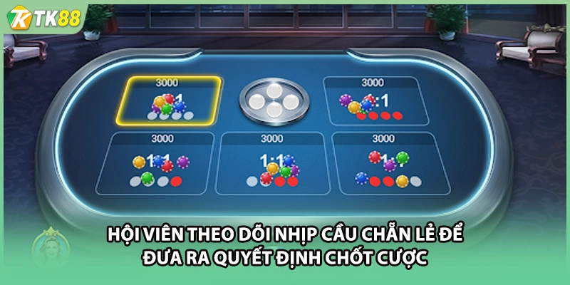 Hội viên theo dõi nhịp cầu chẵn lẻ để đưa ra quyết định chốt cược